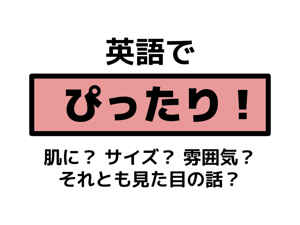 【必修】ぴったりを表す英語表現を使い分けよう!|(fit, suit, match, go with, become他)